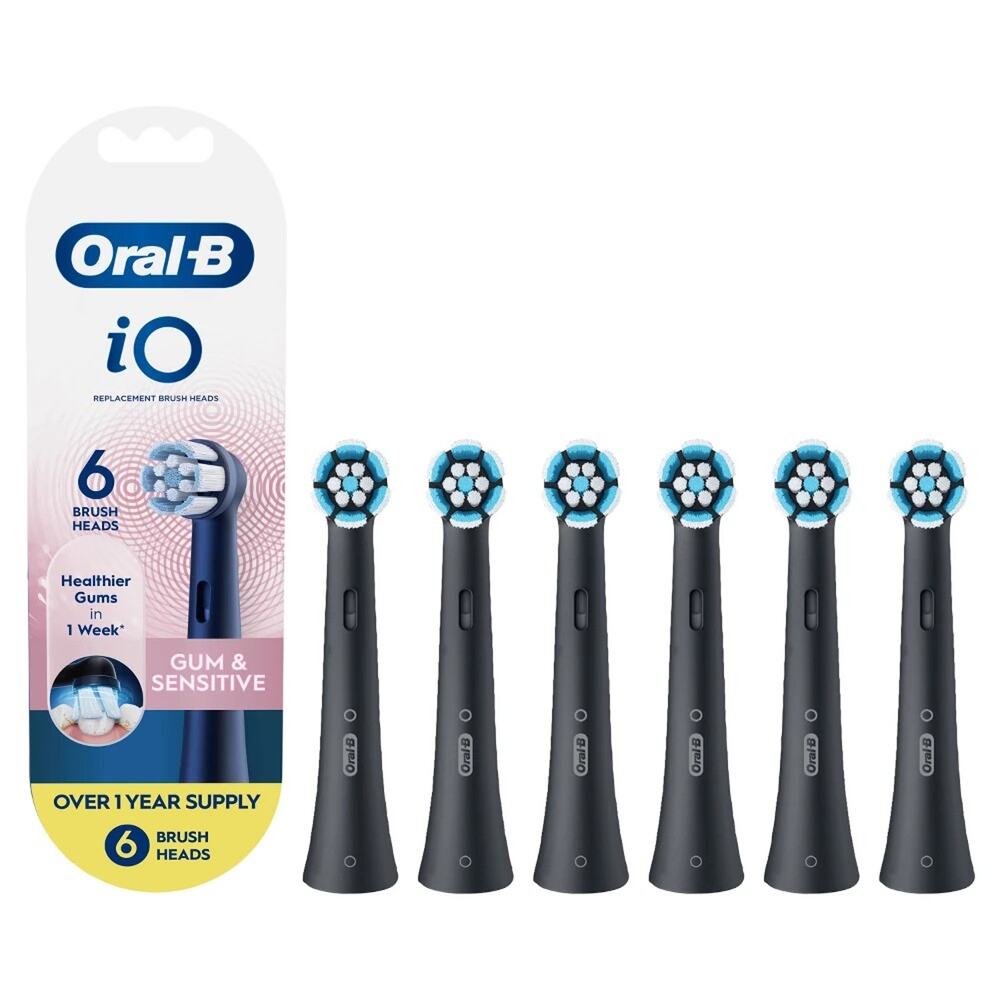 Oral-B IO Gum & Sensitive Brush Heads, Black, 6ct